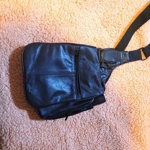 Faux leather small messenger bag